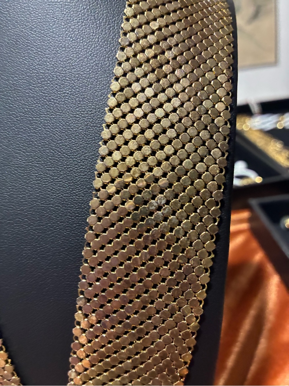 Vintage 1970s Gold Tone Mesh Disco Statement Necklace - Picture 4 of 5